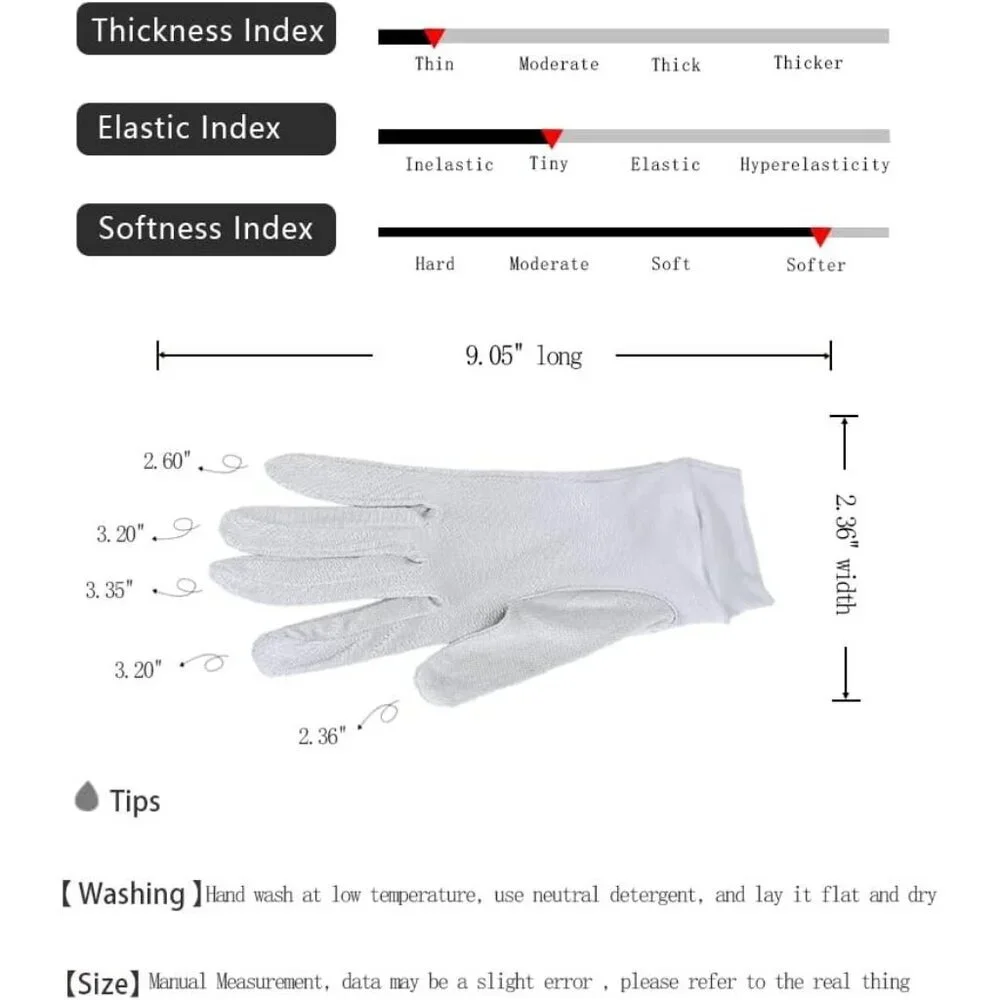 Women's Silver Gray Pure Silk Sunscreen UV Protection Silk Elastic Index Gloves